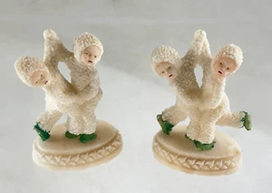 Pair of German 2" Dancing Salt Stone Christmas SNOW BABIES - Germany Snowbabies - Picture 1 of 11