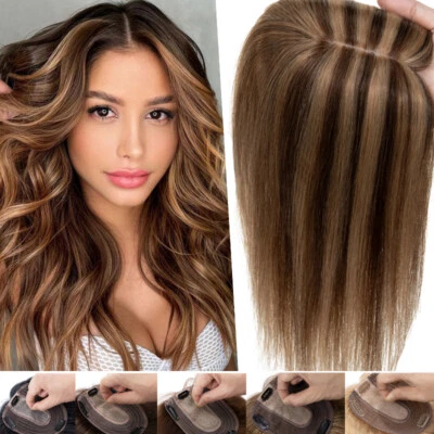 AAAAAAA 100% Real Human Hair Topper Toupee Clip in Hairpiece Top Bangs/Hairpiece - Image 1 of 4