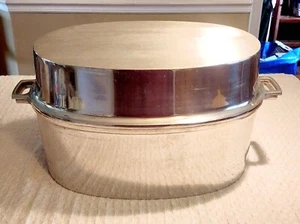 HUGE & Heavy Vtg Miracle Maid G2 Cast Aluminum Turkey ROASTER w/Lid & Trivet - Picture 1 of 8