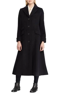 $450 Lauren Ralph Lauren Wool Blend Military Maxi TRENCH Coat  REGAL NAVY  - Picture 1 of 4