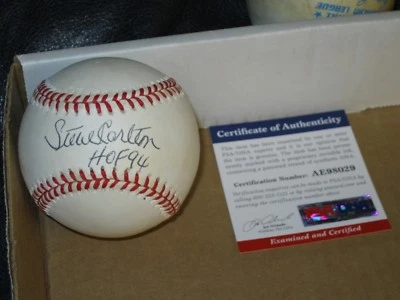 Steve Carlton autographed Baseball PSA Certified HOF 94 - Image 1 of 4