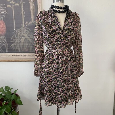 Lauren Conrad Button Front Ruffled Mini Dress Floral Sz XS - Image 1 of 4