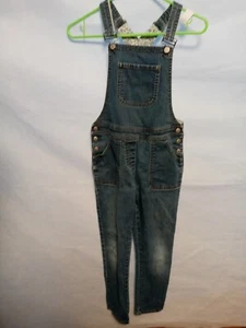 Boden Denim Bib Overalls 11-12Y youth Floral Lining Snap Waist Sides - Picture 1 of 6