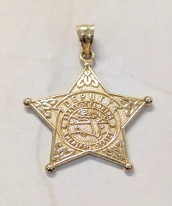 14K Gold State of Florida Sheriff Deputy Badge Pendant Charm - Picture 1 of 5