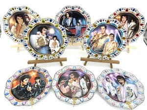 [MINT] Elvis Presley Forever the King Bejeweled Plate Set of 8 Bradford Exchange - Picture 1 of 22