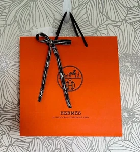 NEW Authentic HERMES 12x12x4"Store SHOPPING Tote Paper BAG+GIFT Wrap LOGO RIBBON - Picture 1 of 8