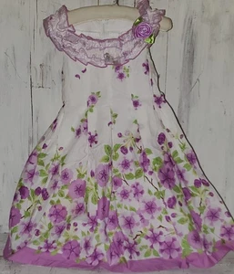 Jessica Ann weiß lila grün Blumen Blumen ärmelloses Kleid Größe 4 4T * S25 - Bild 1 von 6