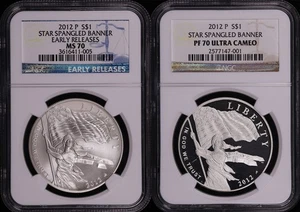 2012-P Star Spangled Banner Silver Dollar Commemorative Set NGC MS/PF-70UC ER - Picture 1 of 2