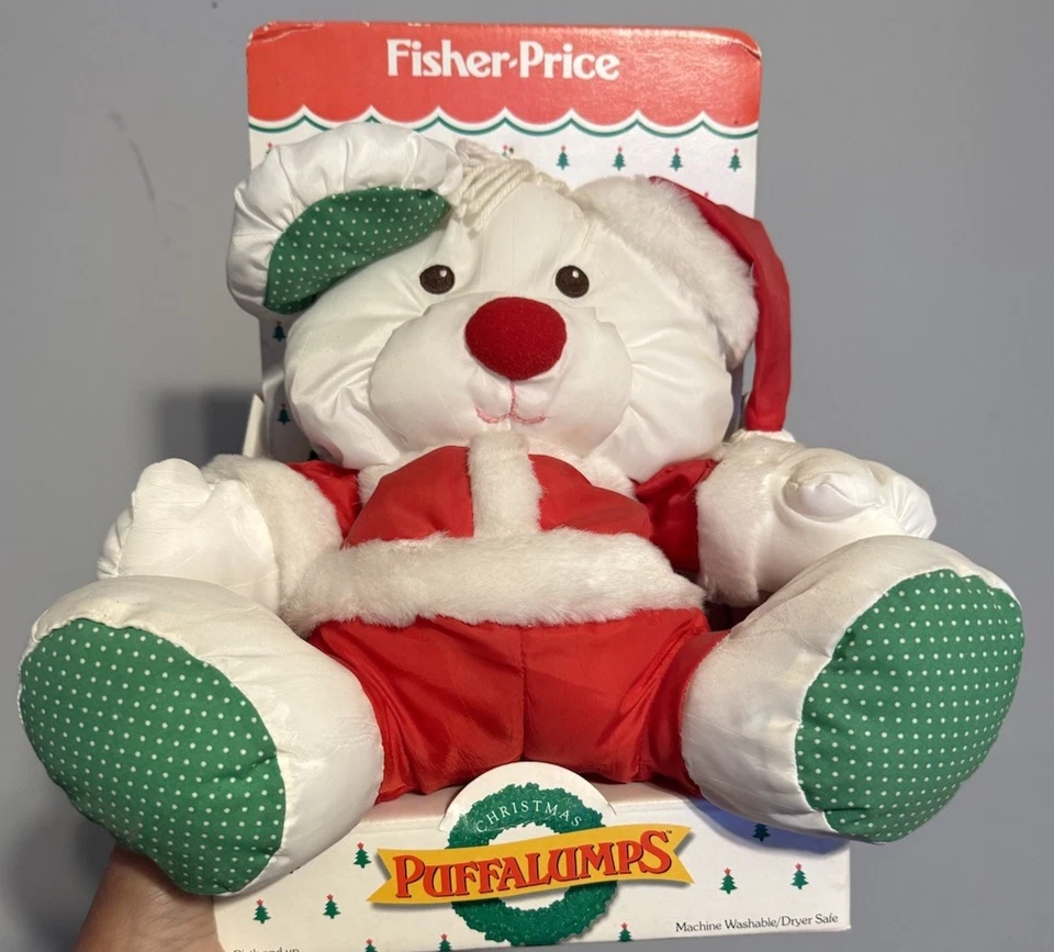 Fisher Puffalump White Christmas Santa Mouse Plush 1991 Hat Suit 8127