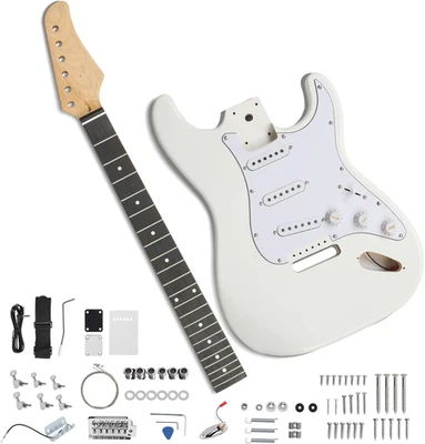 DIY WHITE ST Electric Guitar Kit with Solid Body, Full Size 6-String Electric Gu - Image 1 of 4
