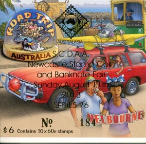 2013 Road Trip Australia -Stamp booklet Barcode 611934 SCDAA Newcastle Overprint - Picture 1 of 3