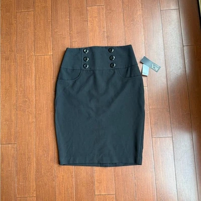 Black Button-Detail Skirt - Image 1 of 4