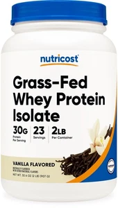 Nutricost Grass-Fed Molkenproteinisolat (Vanille) 2 Pfund - gentechnikfrei, glutenfrei - Bild 1 von 5