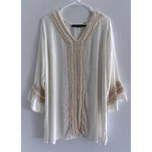 Abito Raya Sun donna taglia 3XL panna ricamato boho spiaggia elasticizzato copricostume - Foto 1 di 8