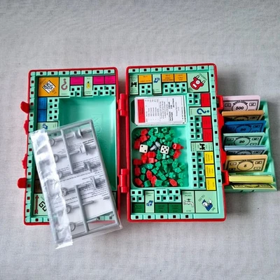 Vintage 1997 Waddingtons Monopoly Game Travel Edition Red Suitcase Pocket Size  - Image 1 of 4