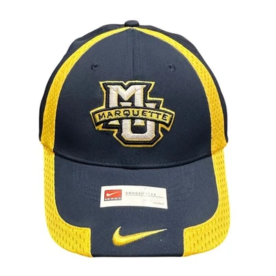 Boné de beisebol Nike Marquette Golden Eagles ajuste elástico amarelo marinho - Imagem 1 de 4