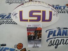 Tommy Hodson signed LSU Tigers logo football w/ career yards and TD's JSA COA 