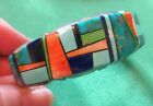 Sterling Inlaid Multi Stone Cuff Braclet By Navajo Alvin Yellowhorse 91 Gr