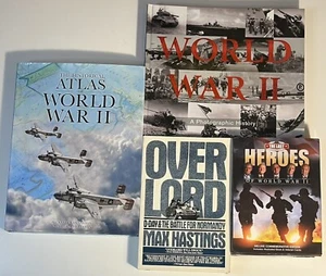 Lot 3 WWII Books & DVD Overlord Hastings Atlas Photographic History Last Heroes - Imagen 1 de 18
