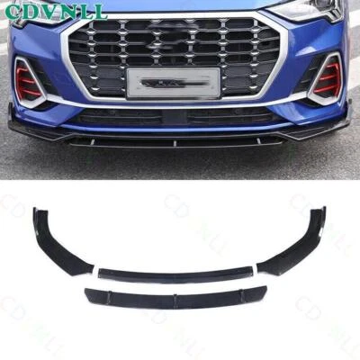 Tira de alerón labial de parachoques delantero de fibra de carbono ABS para Audi Q3 Quattro 2019-2024 4* Foto 1 de 4