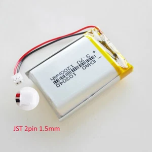 1x 3.7V 1200mAh Lipo Rechargeable Battery 103040 JST 2P 1.5mm Plug For DVD GPS - Picture 1 of 7