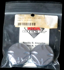 New RNK Billet Maltese Grip End Caps, Silver on Silver (1 Pair) - Picture 1 of 3