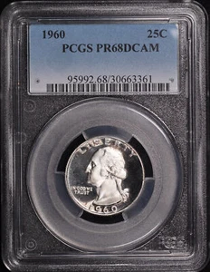 1960 Washington Quarter PCGS PR-68 DCAM - Foto 1 di 2