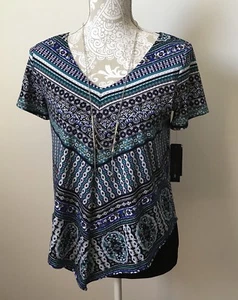 AB Studio Women's multi-color short sleeve layered top size S - Picture 1 of 9