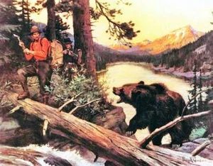 Hunters Log Bridge Bear by Phillip Goodwin - Picture 1 of 1