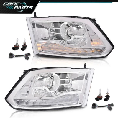 Chrome LED DRL Projector Headlights w/ Harness Fit For 2009-2018 Dodge Ram - Image 1 of 4