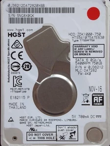 HGST HTS541075A7E630 | MLC: DA7282 | P/N: 0J36212 | NOV 2016 | 750 GB #03 - Imagen 1 de 1