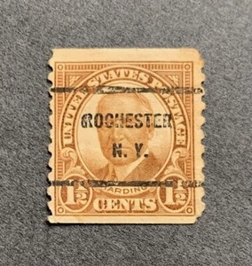 1930 US SCOTT #686 HARDING LIGHT BROWN 1 1/2C ROCHESTER N.Y. CANCEL USED NGLH FN - Picture 1 of 2