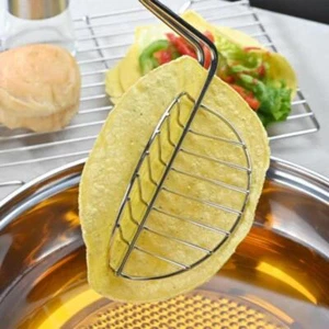 New Taco Shell Maker Press Tortilla Fryer Tongs Plated Steel Kitchen -,x - Picture 1 of 11