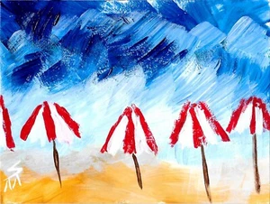 Print ACEO Beach Painting Beach Seascape Ocean Contemporary Art Samantha McLean - Picture 1 of 1