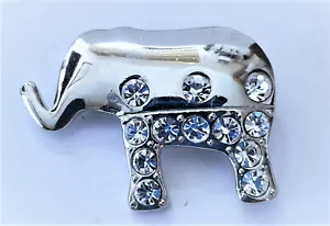 Broche vintage elefante estrás y tono plateado - Imagen 1 de 3
