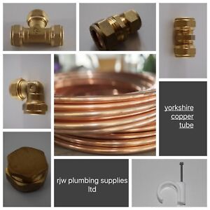 8MM YORKSHIRE COPPER TUBE/PIPE/BRASS COMPRESSION FITTINGS/PLUMBING JOBLOT/GAS  