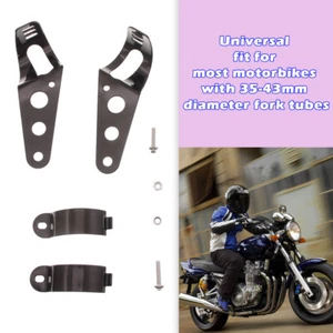 2X Universal Motorrad Scheinwerfer Halter Halterung Lampenhalter 35-43mm Schwarz - Picture 1 of 10