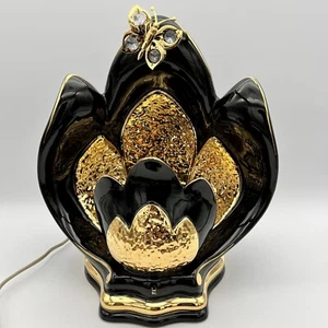Italy Lamp Dipinto A Mano Art Deco Hollywood Regency Black Gold Rare - Picture 1 of 15