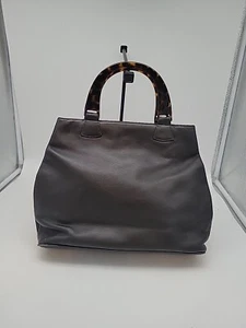 Adrienne Vittadini Black Bag Faux Leather Tortiseshell Handle Neutral Classic - Picture 1 of 12