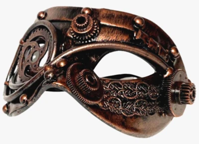 Deluxe STEAMPUNK EYE MASK Copper Gears Hard Plastic Half Face Cyborg Costume Toy - Image 1 of 4