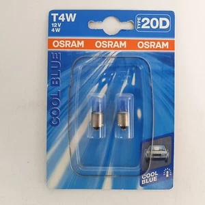 Osram T4W 12V 4W Type 20D Cool Blue BA9s 3893CB-02B 233CB Twin Pack Side Light - Picture 1 of 2