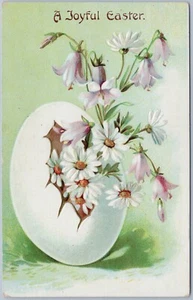 Postal antigua en relieve A Joyful Easter Daisy Filles huevo - Imagen 1 de 2