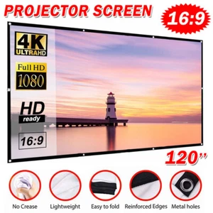 Projector Screen 120" 16:9 3D Hanging HD Home Cinema Projection Theatre Outdoor - Picture 1 of 12