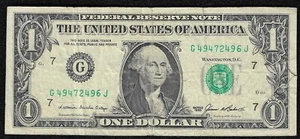 1985 *Chicago* $1 Federal Reserve Note "Mis Sized Note Error Small Size" - Picture 1 of 2