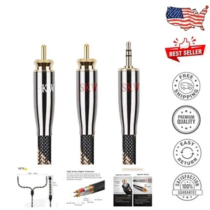 Durable 24K Gold Plated Copper Audio Splitter 9.8ft with Satisfaction Guarantee - Picture 1 of 8