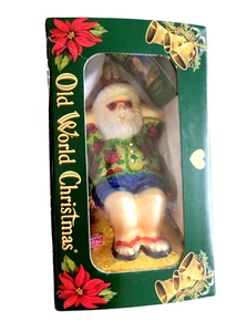 Old World Christmas SUNNING SANTA Glass Blown Ornament NEW - Picture 1 of 6