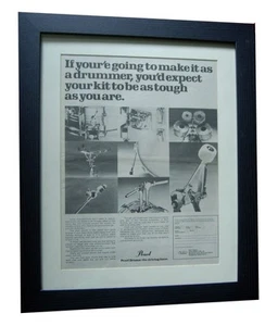 PEARL DRUMS+Drummers+POSTER+AD+VINTAGE RARE FRAMED ORIGINAL 1978+FAST WORLD SHIP - Imagen 1 de 7