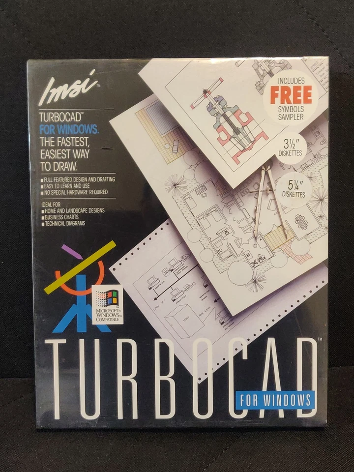 1992 TURBOCAD For Windows, 3.5" Discs Design Drafting Art Software IMSI - Image 1 of 4
