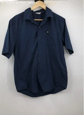 Caterpillar Short Sleeve Button Down Shirt Men's Medium Blue Workwear - Image 1 of 4
