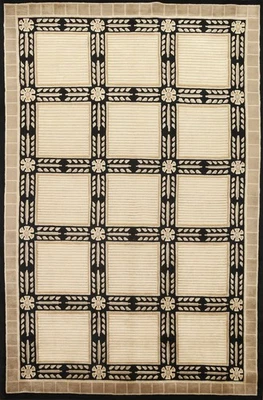 Alfombra geométrica nepalí hecha a mano 6x9 alfombra de lana contemporánea para sala de estar Foto 1 de 4